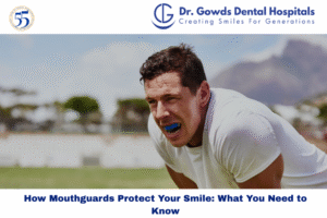 Custom dental mouthguard protecting teeth from grinding and injury