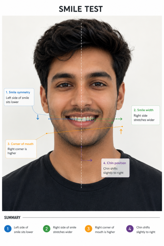 asymmetry face smile test