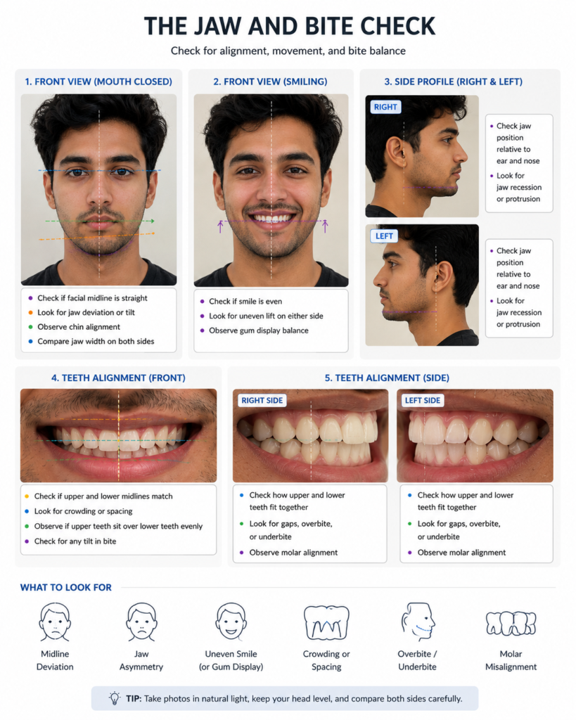 Asymmetric jaw and bite check