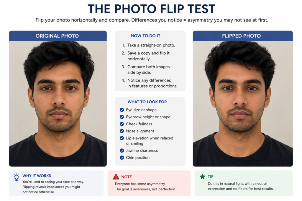 asymmetric face photo flip test
