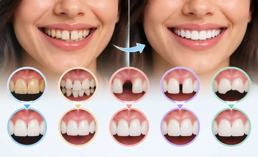  Smile makeover treatment results for improving common dental smile problems
