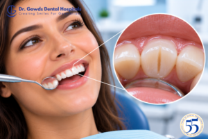 deep groove on back of front tooth